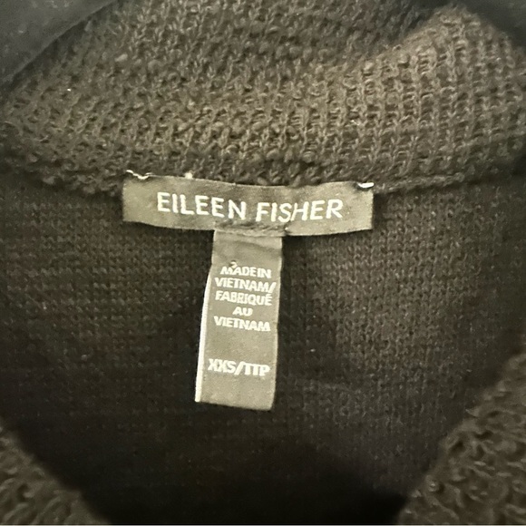 EILEEN FISHER Organic-Cotton Bouclé Stand-Collar Tweed Blazer Jacket Black XXS - Picture 5 of 12